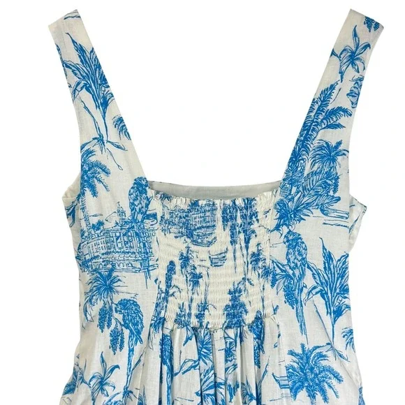 Joie Women Blue White Palm Tree Print Linen Blend Pockets Side Mini Dress Size 4 - www.threedaughtersproperties.com Joie Women Blue White Palm Tree Print Linen Blend Pockets Side Mini Dress Size 4 - www.threedaughtersproperties.com